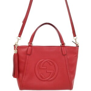 Gucci Soho grained leather top handle bag 2way tote shoulder bag